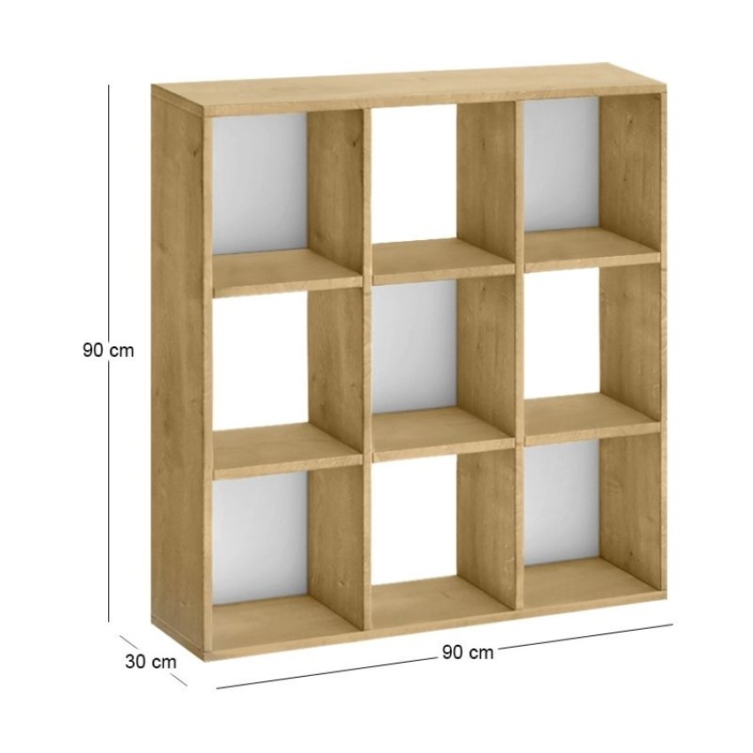 Βιβλιοθήκη Cube Sapphire Oak 90x30x90εκ. | Μοντέρνα Βιβλιοθήκη Σαλονιού