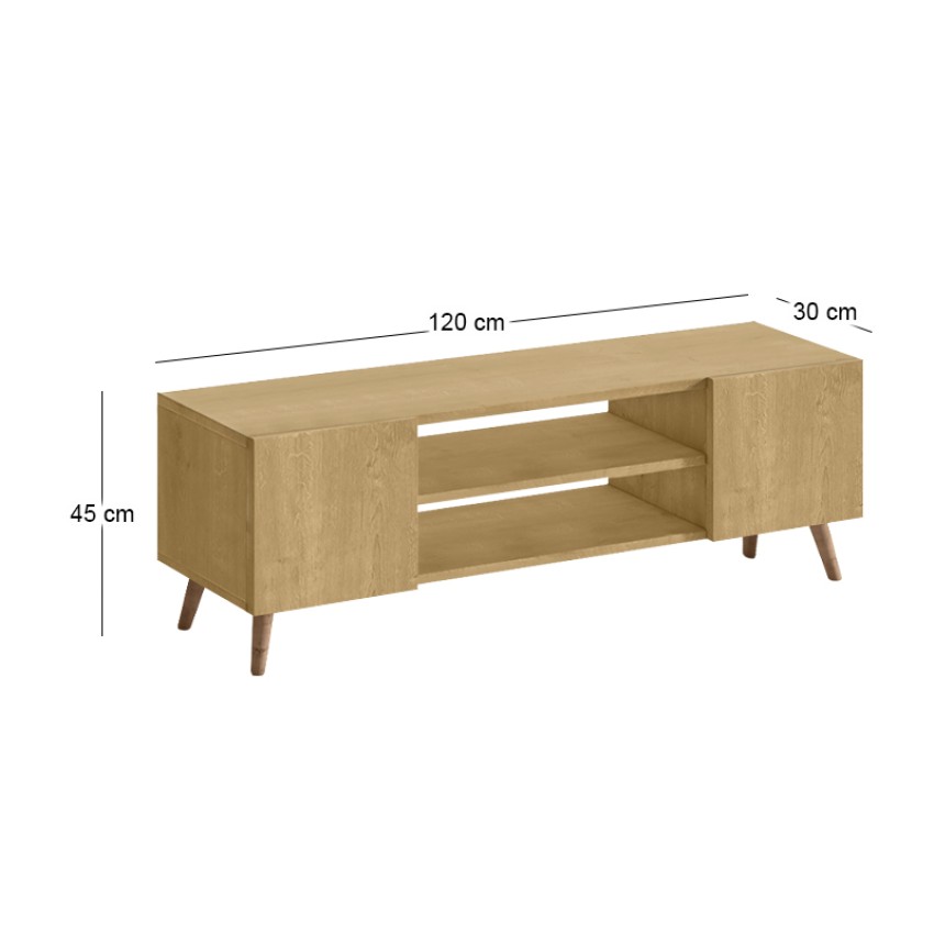 Έπιπλο τηλεόρασης Etna χρώμα sapphire oak 120x30x45εκ.