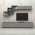 Σύνθεση τηλεόρασης Free από μελαμίνη χρώμα ανθρακί - γκρι σκυροδέματος 210x35x38εκ.