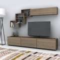 Σύνθεση TV 210 εκ. σε Καρυδί με Επιτοίχια Αποθήκευση