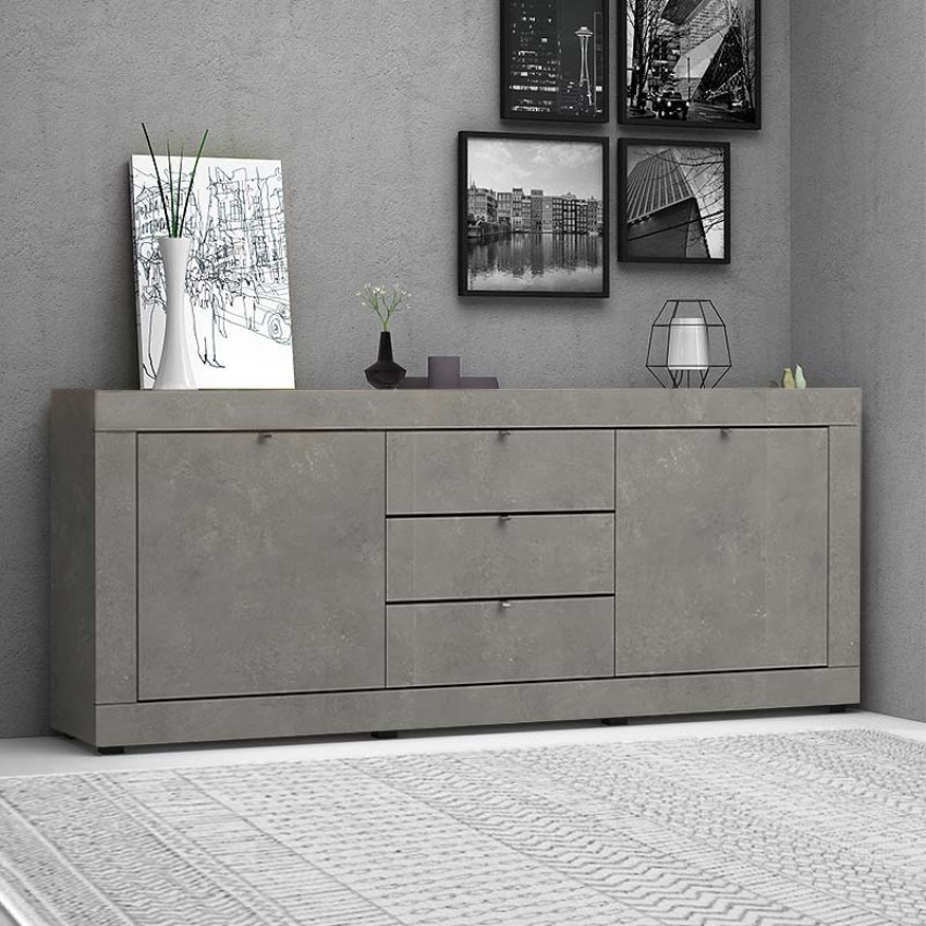 Μπουφές μελαμίνης Ocean χρώμα γκρι σκυροδέματος 210x45x86εκ.