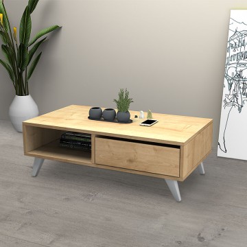 Τραπεζάκι σαλονιού Aster από μελαμίνη χρώμα sonoma 120x56x40εκ.