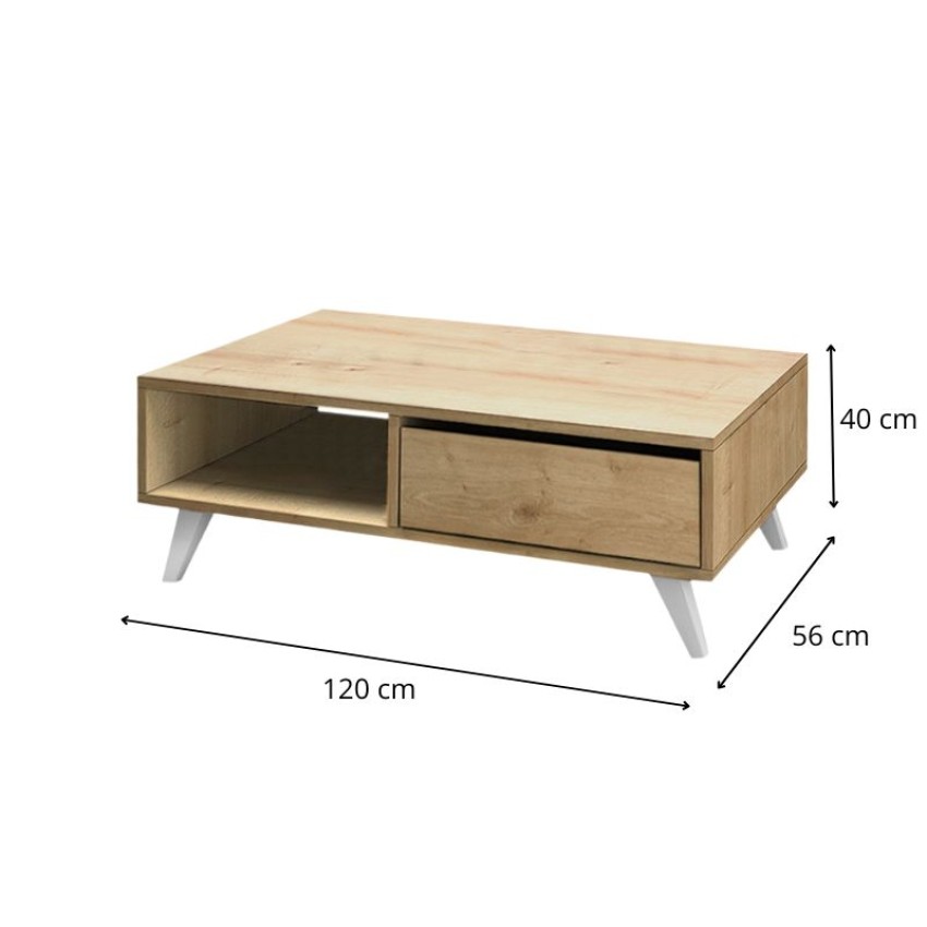 Τραπεζάκι σαλονιού Aster από μελαμίνη χρώμα sonoma 120x56x40εκ.