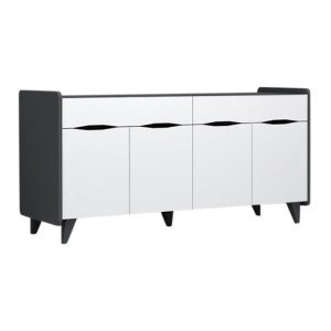 Μπουφές μελαμίνης Sila χρώμα λευκό - γκρι 140x45x72εκ.