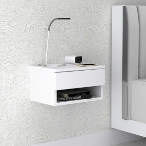 Κομοδίνο επιτοίχιο μελαμίνης Mary χρώμα λευκό 40x30x23εκ.