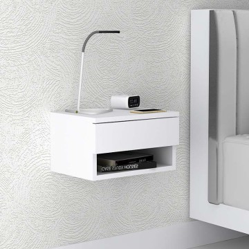 Κομοδίνο επιτοίχιο μελαμίνης Mary χρώμα λευκό 40x30x23εκ.