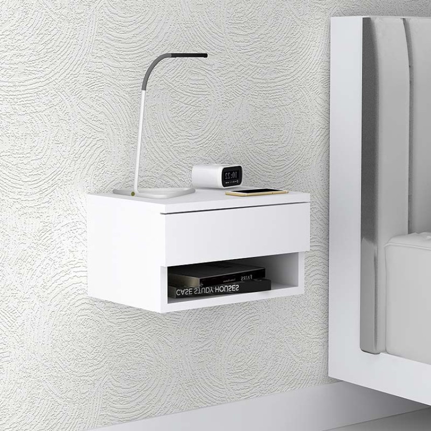 Κομοδίνο επιτοίχιο μελαμίνης Mary χρώμα λευκό 40x30x23εκ.