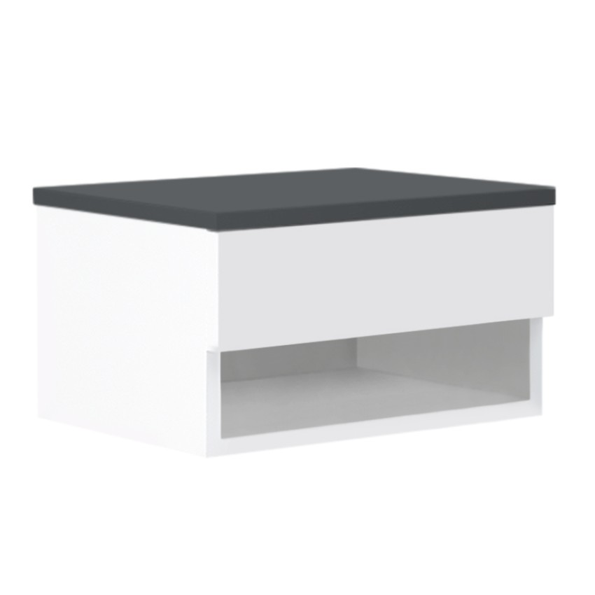 Κομοδίνο επιτοίχιο μελαμίνης Mary χρώμα ανθρακί - λευκό 40x30x23εκ.