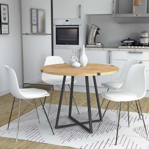 Τραπέζι Rubes μεταλλικό - μελαμίνης χρώμα sonoma - ανθρακί 100x100x78εκ.