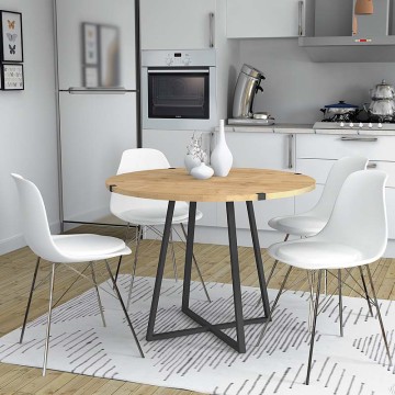 Τραπέζι Rubes μεταλλικό - μελαμίνης χρώμα sonoma - ανθρακί 100x100x78εκ.