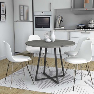 Τραπέζι Rubes μεταλλικό - μελαμίνης χρώμα γκρι σκυροδέματος 100x100x78εκ.