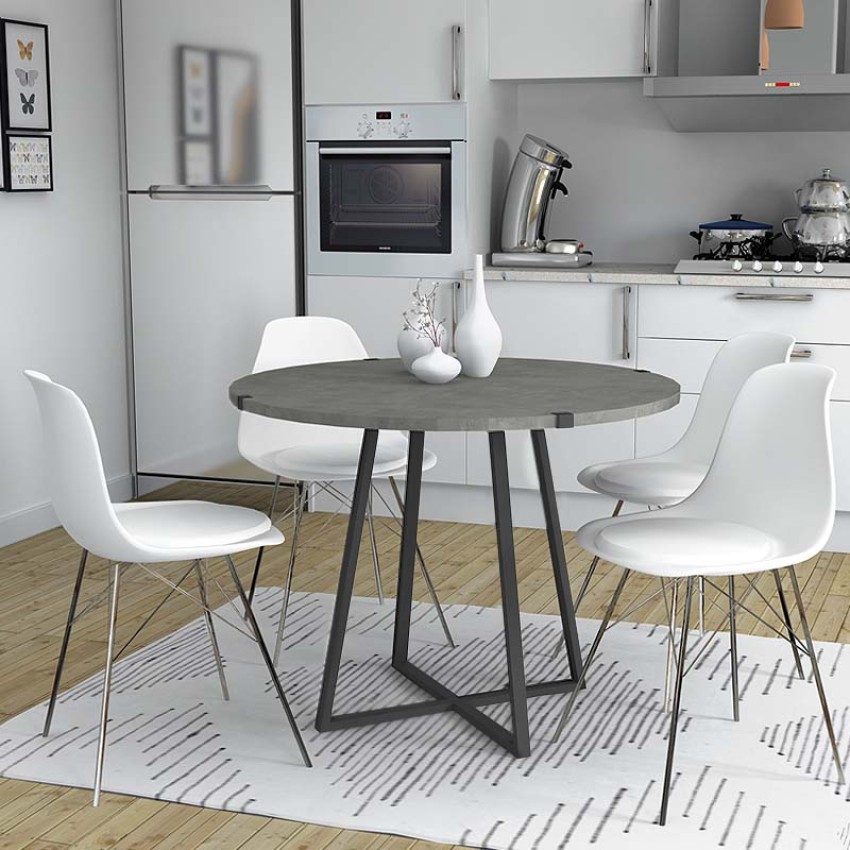 Τραπέζι Rubes μεταλλικό - μελαμίνης χρώμα γκρι σκυροδέματος 100x100x78εκ.