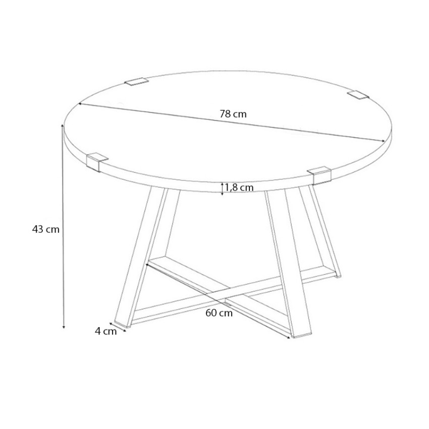 Τραπεζάκι σαλονιού Mauricio μεταλλικό - μελαμίνης χρώμα γκρι σκυροδέματος 78x78x43εκ.