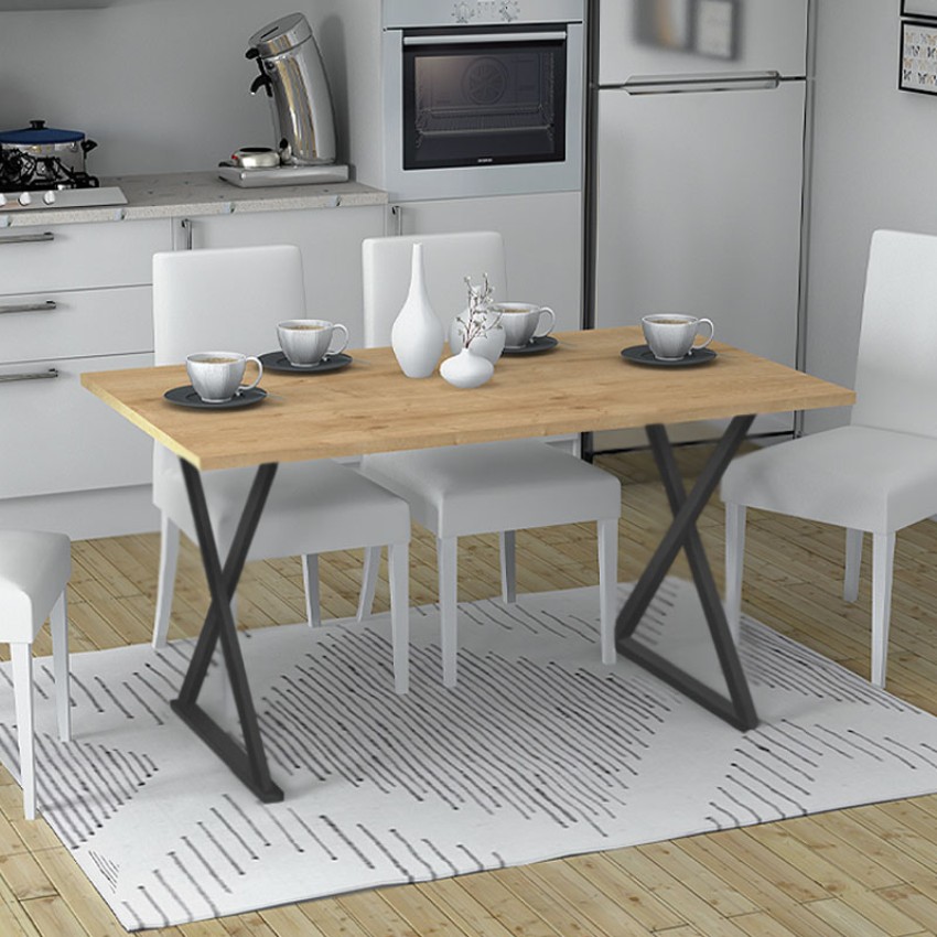 Τραπέζι Bette μεταλλικό - μελαμίνης χρώμα sonoma - ανθρακί 140x80x76εκ.