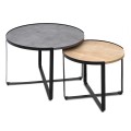 Σετ τραπεζάκια σαλονιού Davis 2τμχ. χρώμα γκρι σκυροδέματος/φυσικό οξιάς 70x69x46εκ.