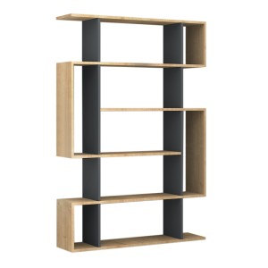 Βιβλιοθήκη μελαμίνης Clint χρώμα sonoma - ανθρακί 108x25x161εκ.