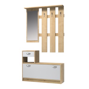 Έπιπλο εισόδου μελαμίνης Raynold χρώμα φυσικό - λευκό 100x30x180εκ.