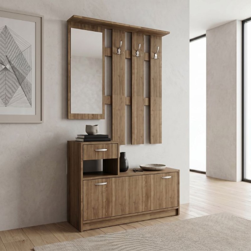Έπιπλο εισόδου Raynold χρώμα καρυδί 100x30x180εκ.