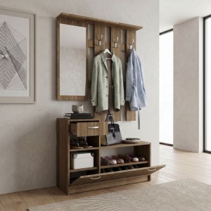 Έπιπλο εισόδου Raynold χρώμα καρυδί 100x30x180εκ.