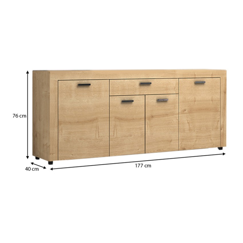 Μπουφές μελαμίνης Joseph χρώμα sonoma 177x40x76εκ.