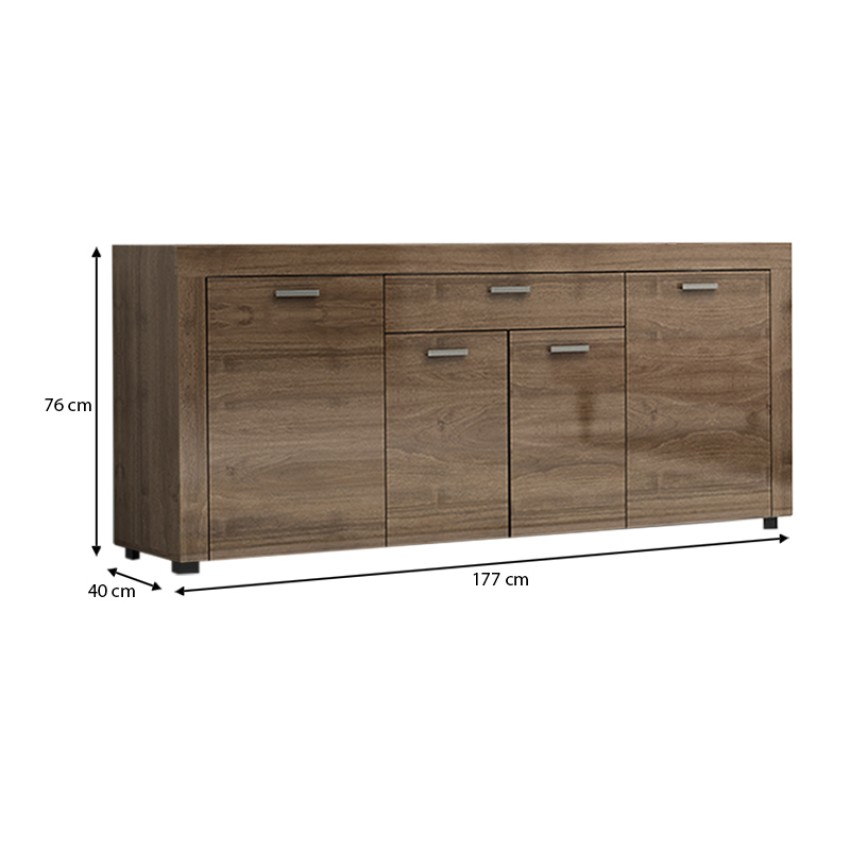 Μπουφές μελαμίνης Joseph χρώμα καρυδί 177x40x76εκ.