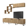 Σύνθεση τηλεόρασης Heydar από μελαμίνη χρώμα φυσικό οξιάς 210x35x50εκ.