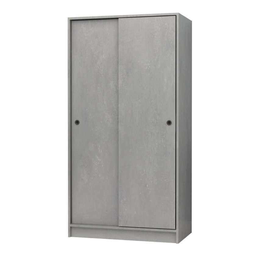 Ντουλάπα ρούχων Misra δίφυλλη συρόμενη χρώμα γκρι σκυροδέματος 94x52x182εκ.