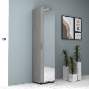 Ντουλάπα ρούχων - παπουτσοθήκη Visla μονόφυλλη με καθρέπτη χρώμα γκρι σκυροδέματος 45x36x187εκ. Ντουλάπα ρούχων - παπουτσοθήκη Visla μονόφυλλη με καθρέπτη χρώμα γκρι σκυροδέματος 45x36x187εκ.