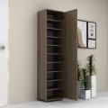 Ντουλάπα ρούχων - παπουτσοθήκη Visla μονόφυλλη με καθρέπτη χρώμα καρυδί 45x36x187εκ.