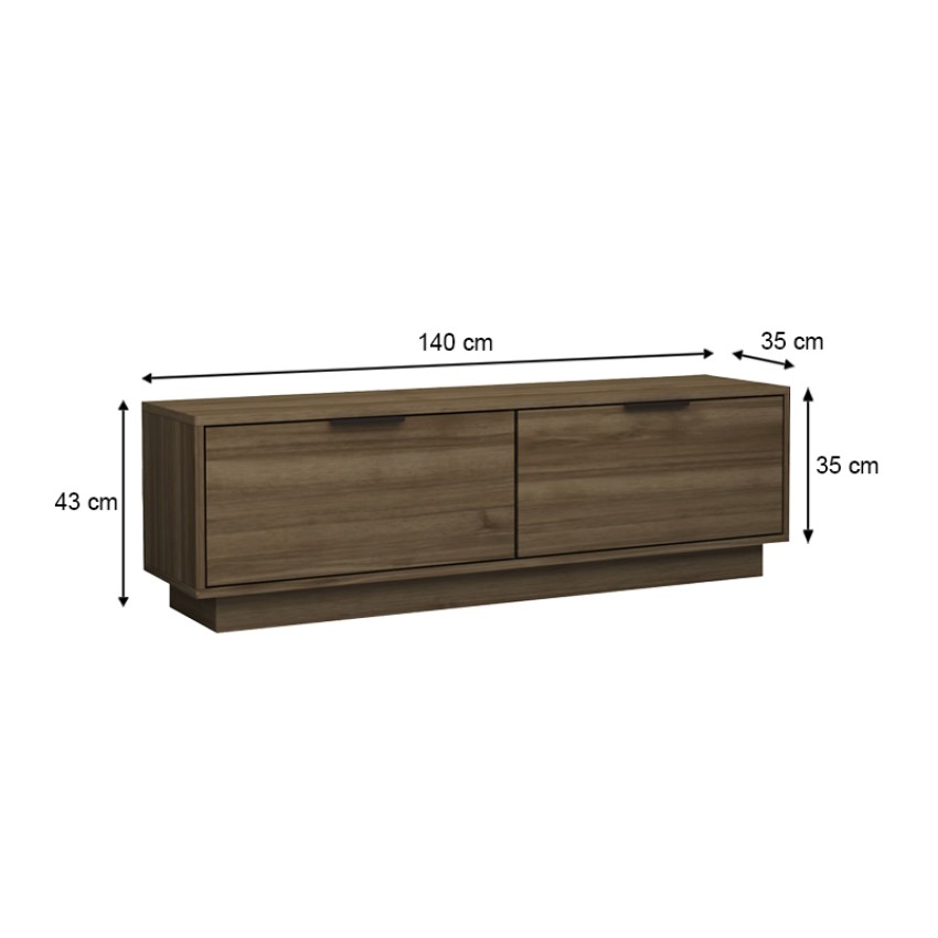 Έπιπλο τηλεόρασης Lisa χρώμα καρυδί 140x35x43cm.