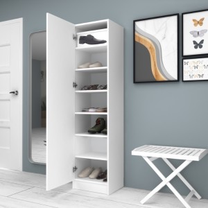 Ντουλάπα ρούχων - παπουτσοθήκη Petro μονόφυλλη χρώμα λευκό 45x38x180εκ. Ντουλάπα ρούχων - παπουτσοθήκη Petro μονόφυλλη χρώμα λευκό 45x38x180εκ.