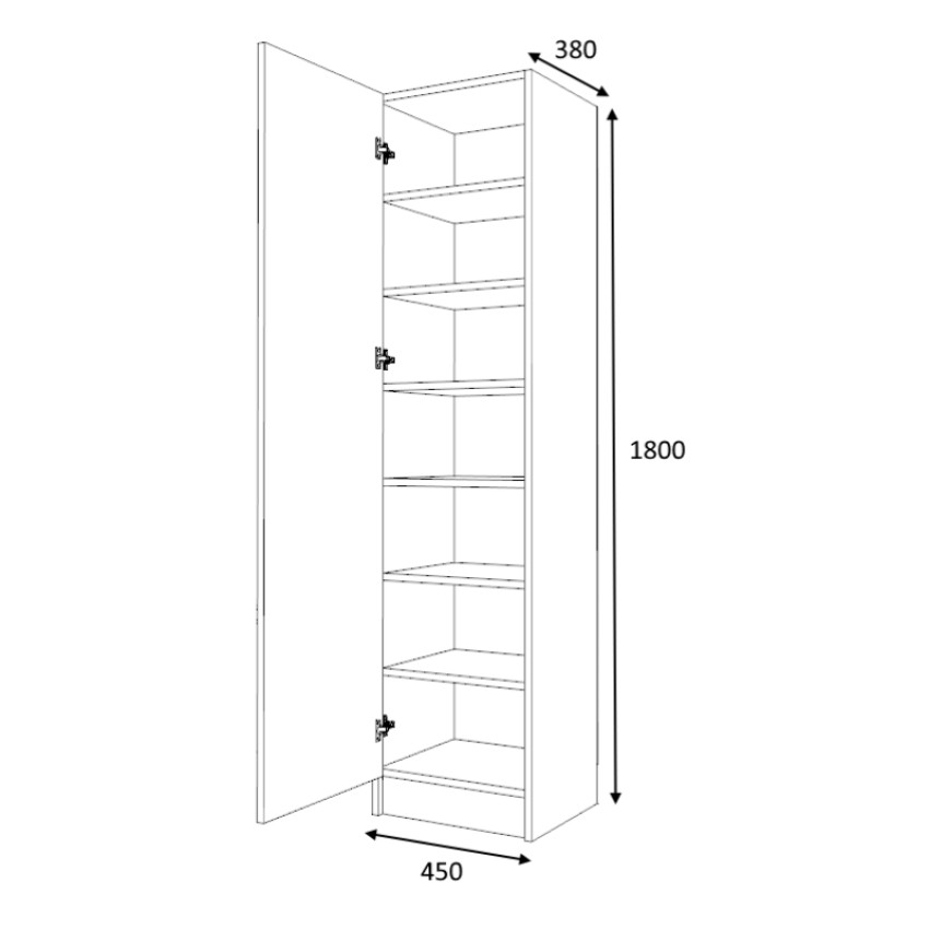 Ντουλάπα ρούχων - παπουτσοθήκη Petro μονόφυλλη χρώμα φυσικό οξιάς 45x38x180εκ. Ντουλάπα ρούχων - παπουτσοθήκη Petro μονόφυλλη χρώμα φυσικό οξιάς 45x38x180εκ.