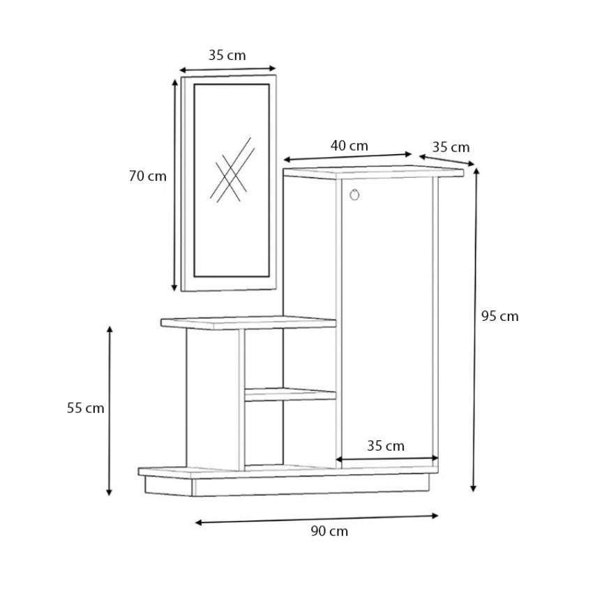 Έπιπλο εισόδου Cute χρώμα φυσικό οξιάς - ανθρακί 90x35x95εκ.