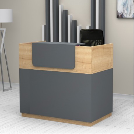 Γραφείο reception Lemmon χρώμα φυσικό οξιάς - ανθρακί 120x70x110εκ.
