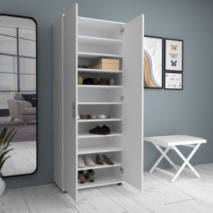 Ντουλάπα ρούχων - παπουτσοθήκη Eric δίφυλλη χρώμα λευκό 76x36x187εκ.