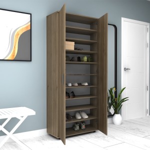 Ντουλάπα ρούχων - παπουτσοθήκη Eric δίφυλλη χρώμα καρυδί 76x36x187εκ.