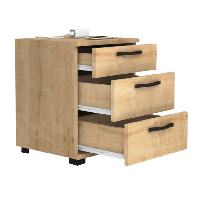 Κομοδίνο - συρταριέρα γραφείου Roco χρώμα φυσικό οξιάς 40x39x57εκ.