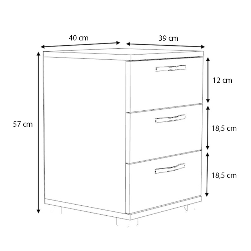 Κομοδίνο - συρταριέρα γραφείου Roco χρώμα φυσικό οξιάς 40x39x57εκ.