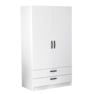 Ντουλάπα ρούχων Victoria δίφυλλη με συρτάρια χρώμα λευκό 100x60x181εκ.