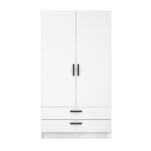 Ντουλάπα ρούχων Victoria δίφυλλη με συρτάρια χρώμα λευκό 100x60x181εκ.