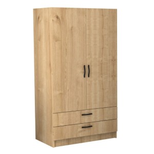 Ντουλάπα ρούχων Victoria δίφυλλη με συρτάρια χρώμα φυσικό οξιάς 100x60x181εκ.