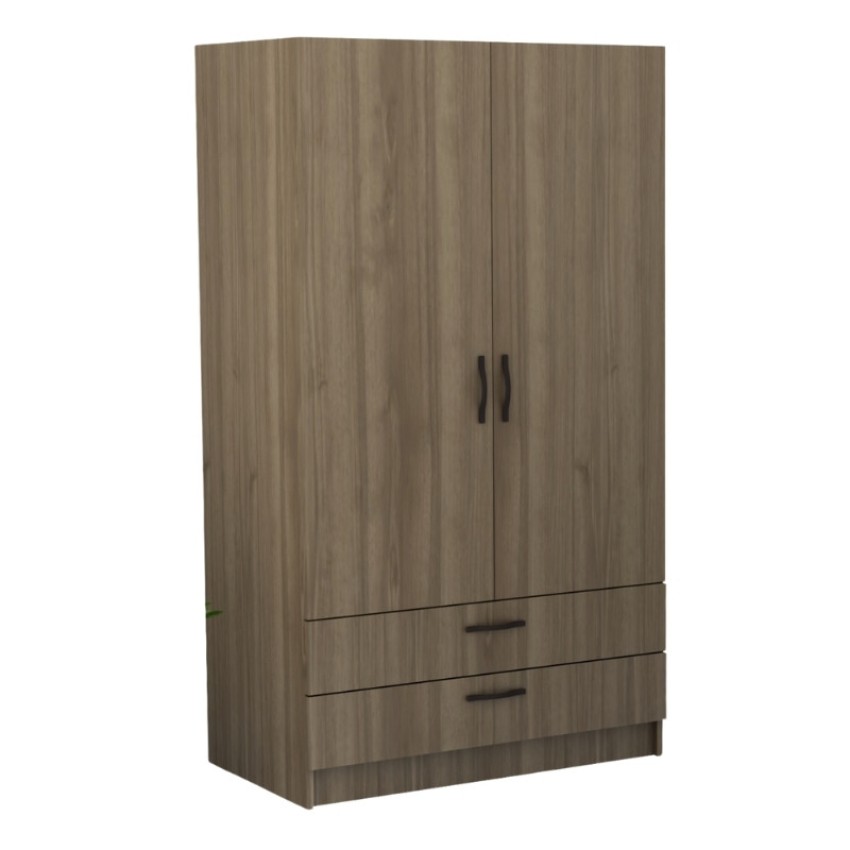 Ντουλάπα ρούχων Victoria δίφυλλη με συρτάρια χρώμα καρυδί 100x60x181εκ.