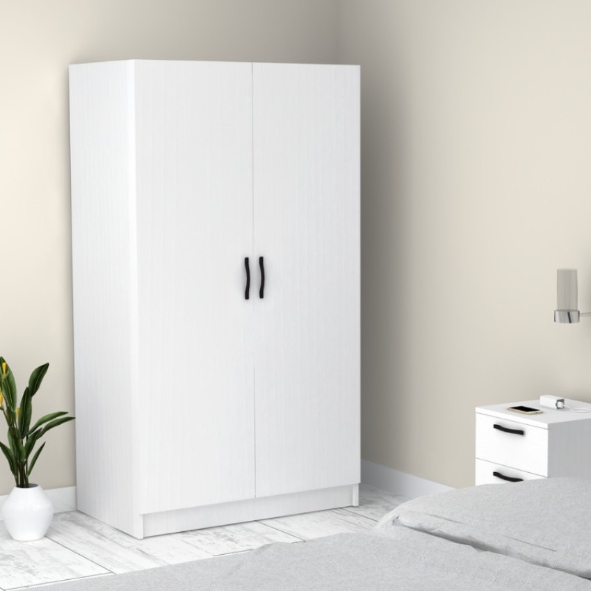 Ντουλάπα ρούχων Victoria δίφυλλη χρώμα λευκό 100x60x181εκ.