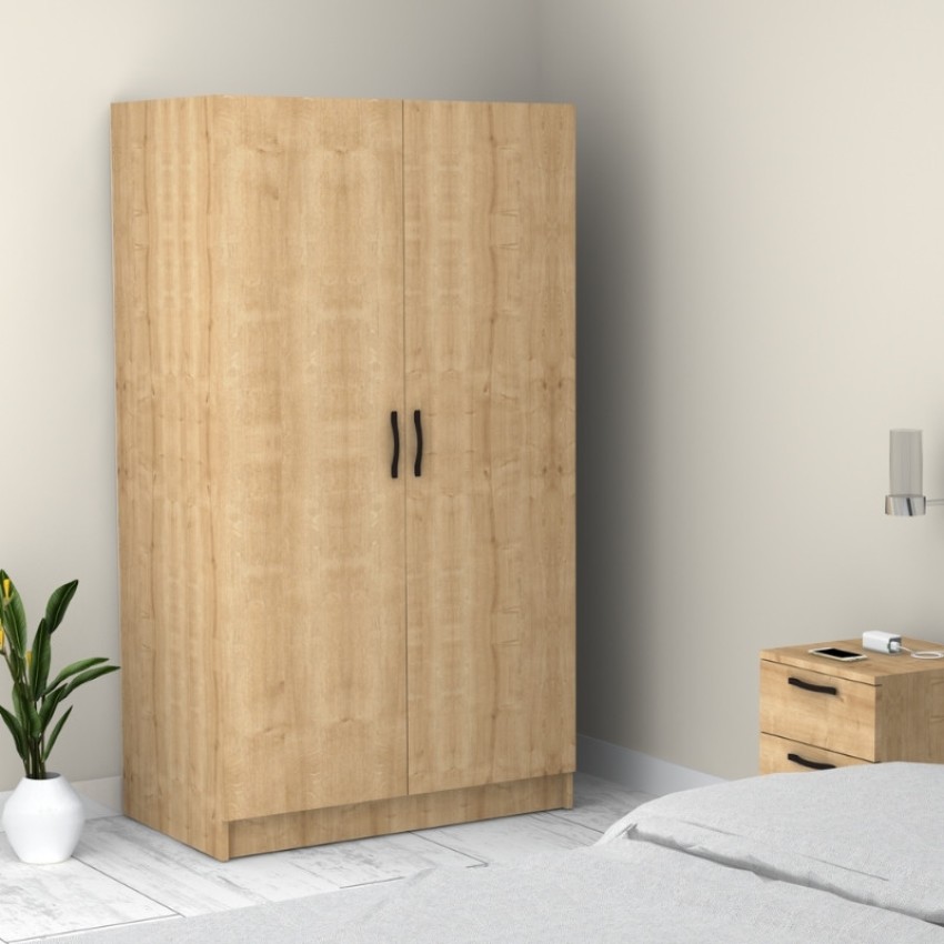 Ντουλάπα ρούχων Victoria δίφυλλη χρώμα φυσικό οξιάς 100x60x181εκ.
