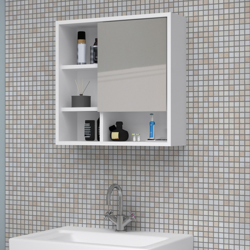 Καθρέπτης μπάνιου Demo Μegapap χρώμα λευκό 60x17,5x60εκ.