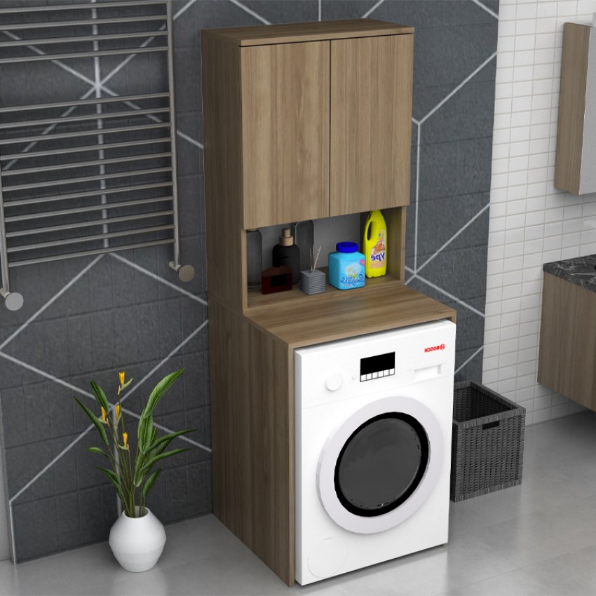 Έπιπλο πλυντηρίου Cozen χρώμα καρυδί 65x60x178εκ. Έπιπλο πλυντηρίου Cozen χρώμα καρυδί 65x60x178εκ.