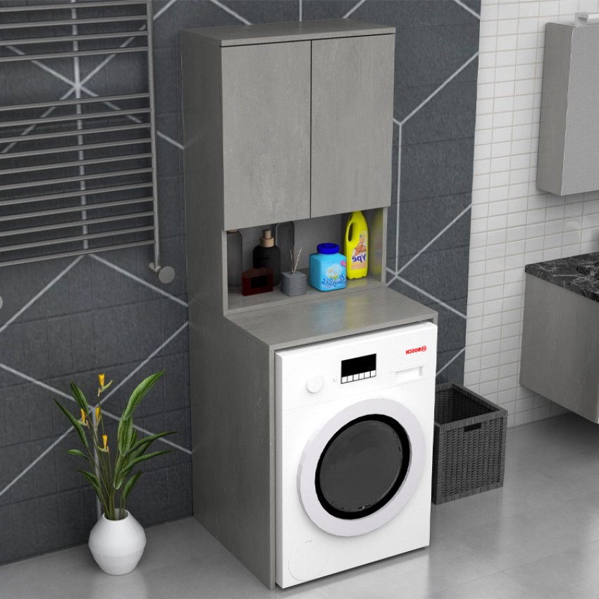 Έπιπλο πλυντηρίου Cozen χρώμα γκρι σκυροδέματος 65x60x178εκ. Έπιπλο πλυντηρίου Cozen χρώμα γκρι σκυροδέματος 65x60x178εκ.