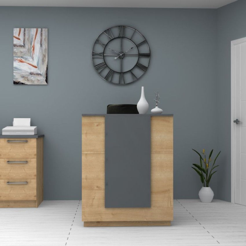 Γραφείο υποδοχής - reception Gemini χρώμα φυσικό οξιάς - ανθρακί 90x50x110εκ.