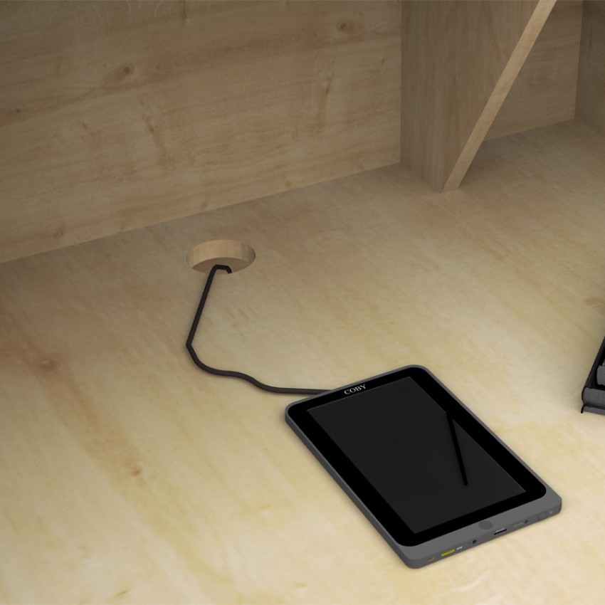 Γραφείο υποδοχής - reception Gemini χρώμα φυσικό οξιάς - ανθρακί 180x70x110εκ.