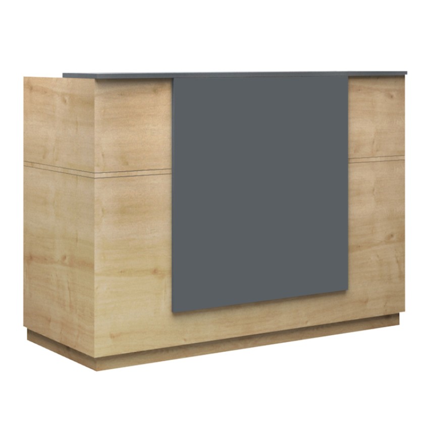 Γραφείο υποδοχής - reception Gemini χρώμα φυσικό οξιάς - ανθρακί 180x70x110εκ.